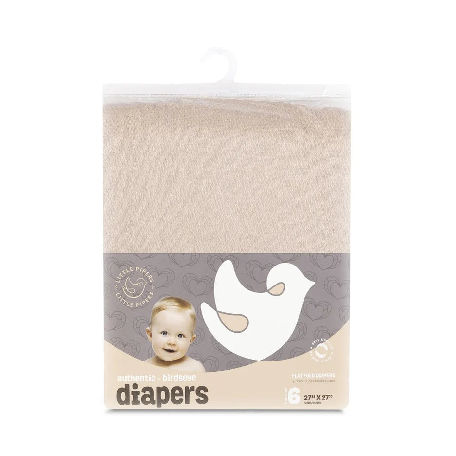 Little Pipers Birdseye Diapers - 6 Pack -
