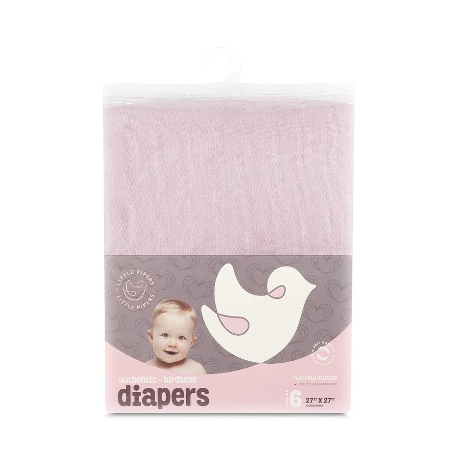 Little Pipers Birdseye Diapers - 6 Pack -
