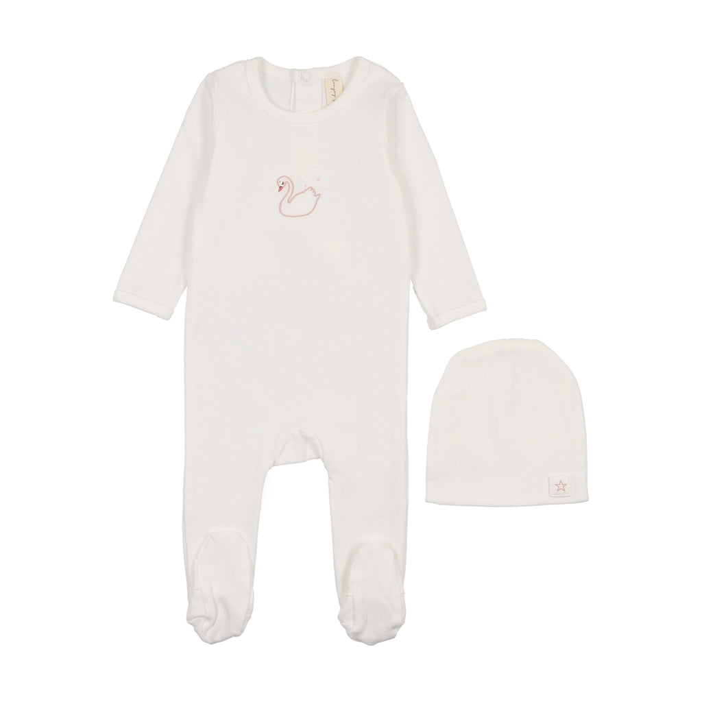 Bonjoy Printed Swan Footie 3-Piece Set - SS25 -