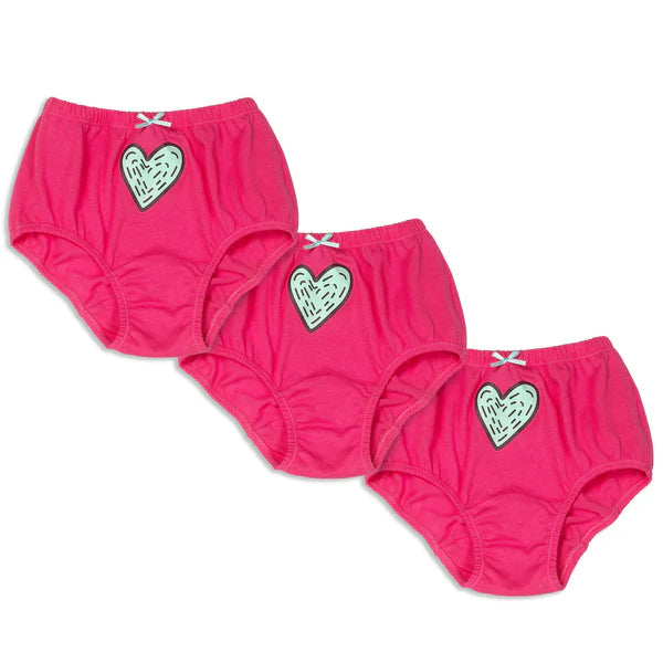 Candyland Girls Briefs - Heart Design -3 Pack -