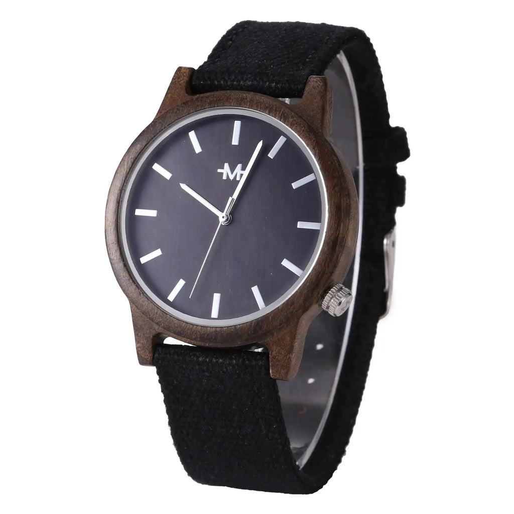 Marino Avenue Mens Wood Watch W/ Canvas Band -
