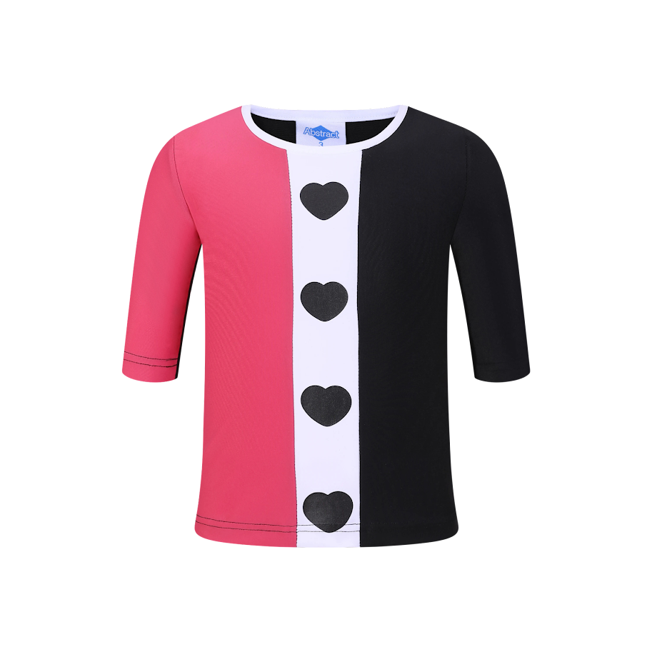 Abstract Girls/ladies Swim Coverup Tee - Black & Pink Heart Design -