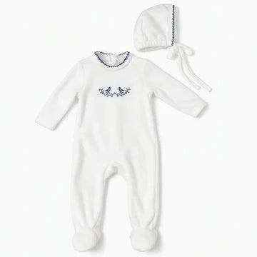 Bunny Love Boys Bird Embroidery Footie - FL1767 - FW26 -