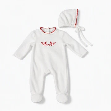 Bunny Love Girls Bird Embroidery Footie Set - FL2767-S - FW26 -