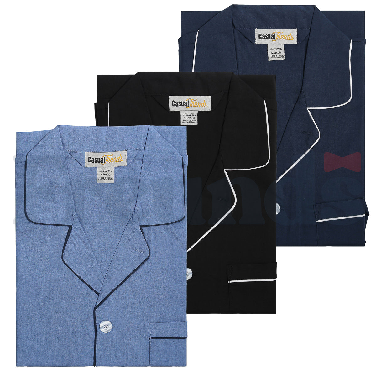Casual Trends Mens Button Down Pajamas - Solid Design -