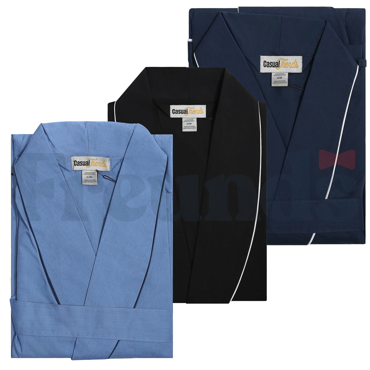 Casual Trends Mens Poly/Cotton Wrap Robe -