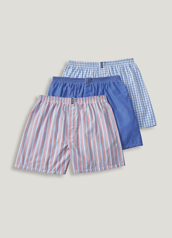 Jockey Mens Full Cut Woven Boxers - 3 Pack - 9900 -