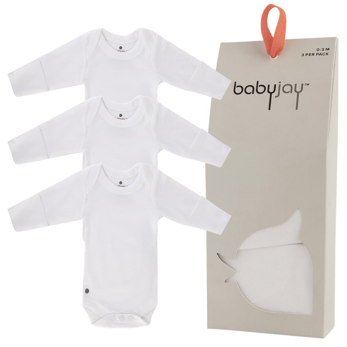 Baby Jay White Long Sleeve Onesie - 3 Pack -