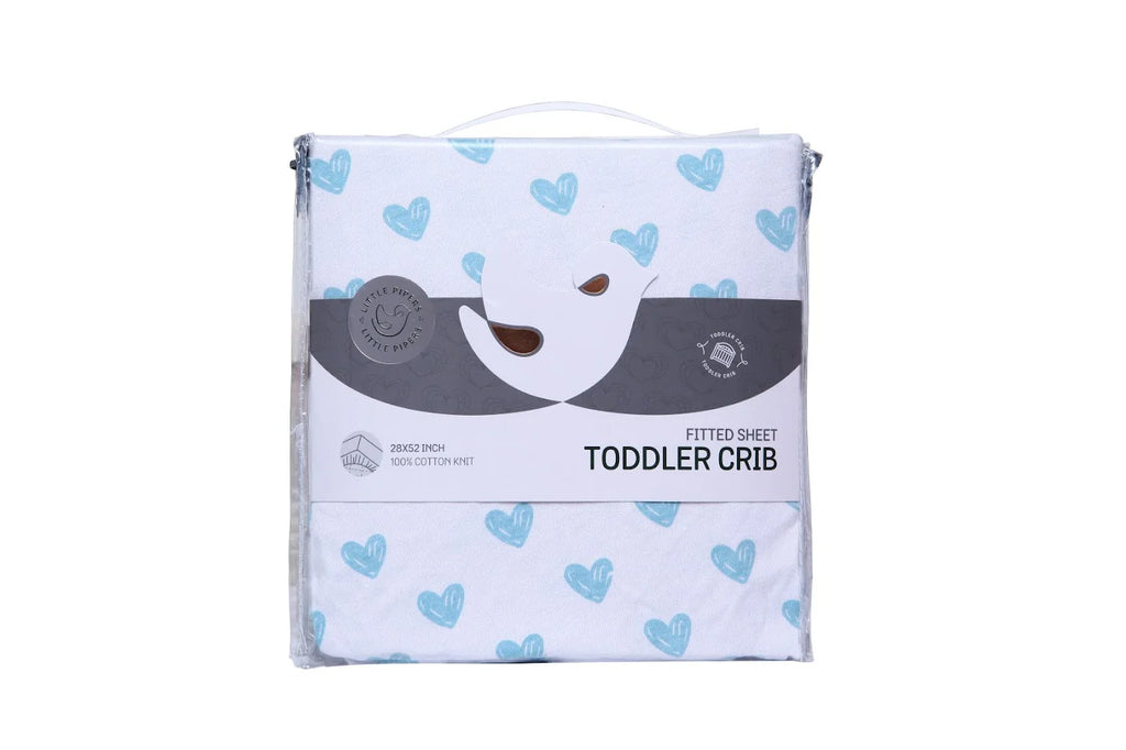Little Pipers Fitted Crib Sheet - Heart Design -