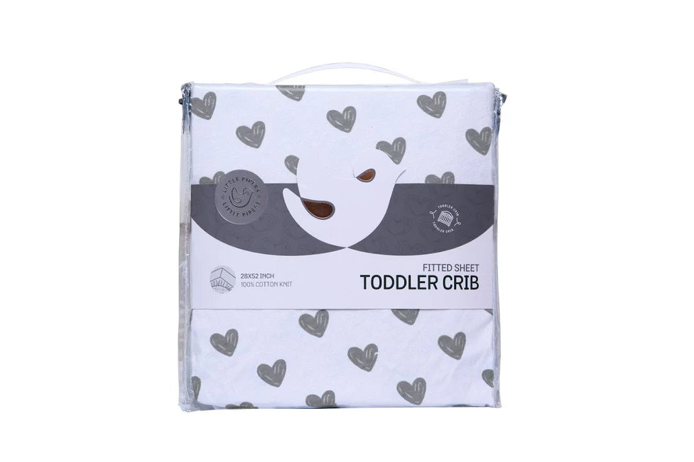 Little Pipers Fitted Crib Sheet - Heart Design -