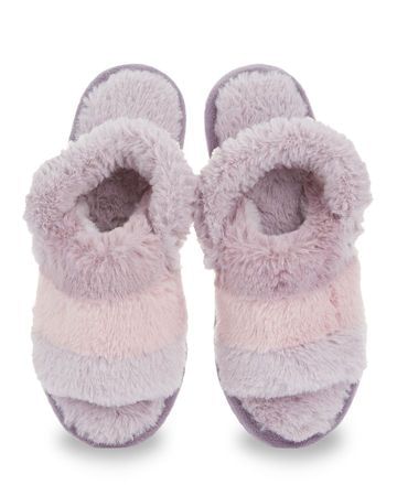 MeMoi Colorblock Fur Plush Slippers - MKS-0001 -