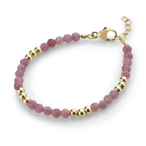 Crystal Dream Baby Bracelet - Marbleized Rose w/ Mini Gold Bead - B2111 -