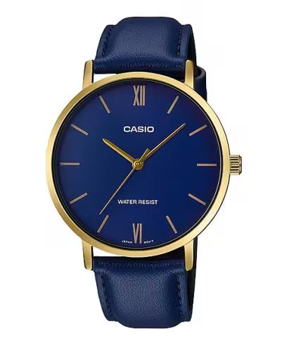 Casio Leather Watch - Navy
