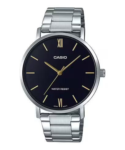 Casio Mens Silver Watch - Black/Gold