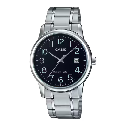 Casio Mens Silver Watch - Black/White