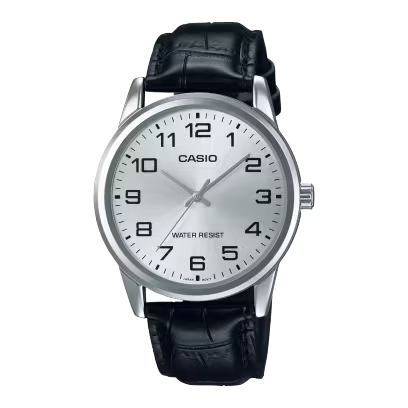 Casio Mens Black Leather Watch -