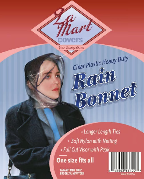 La Mart Black Plastic Rain Bonnet