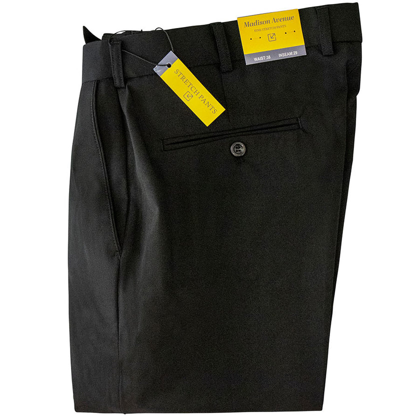 Madison Ave. Mens Black Semi-Stretch Pants - Boys Sizes - Slim Fit - 996 -