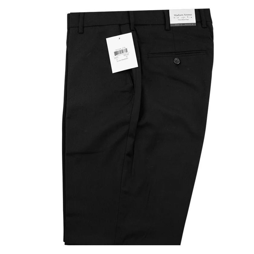 Madison Ave. Mens Black Poly/Rayon Pleated & Cuffed Pants - Boys Sizes - 336 -