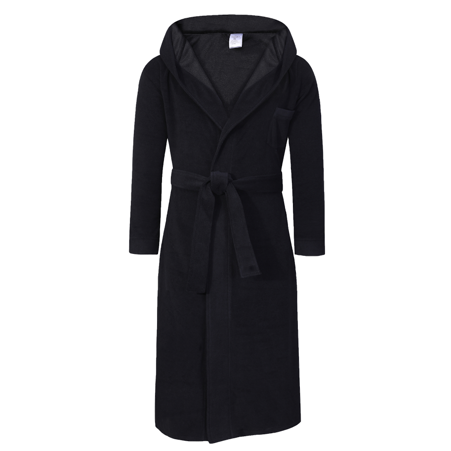 Abstract Mens Lightweight Black Terry Robe -