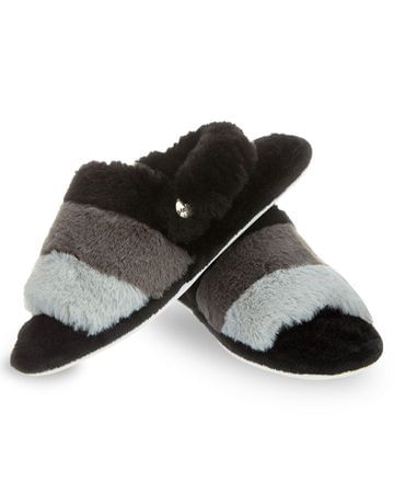 MeMoi Colorblock Fur Plush Slippers - MKS-0001 -
