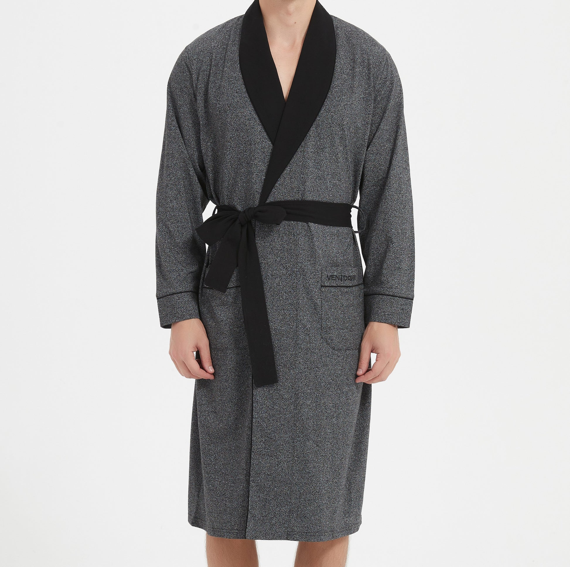 Ven Dave Mens Wrap Robe - Blue & Black - R05 -