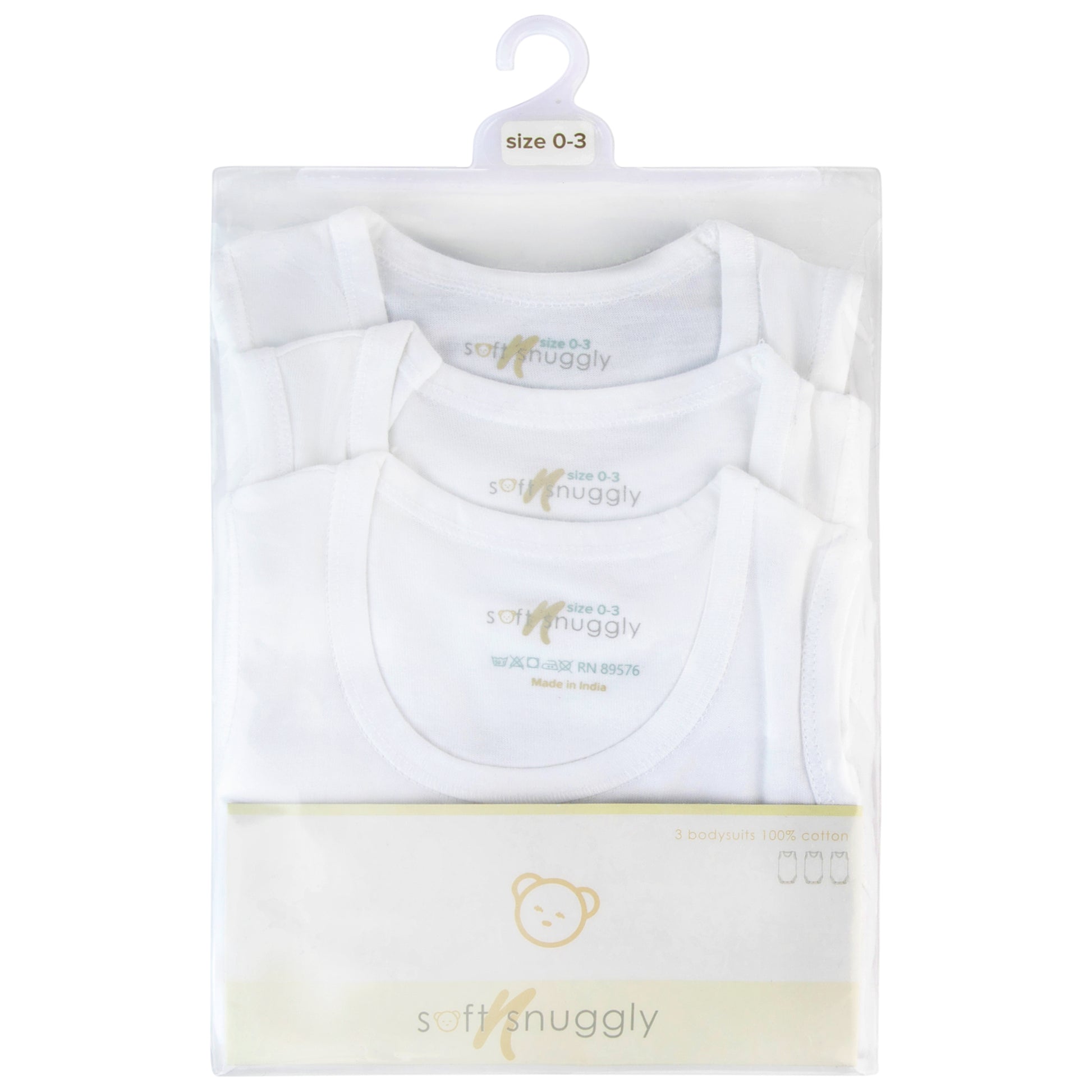 Soft N' Snuggly 100% Cotton Sleeveless Bodysuit - 3 Pack -