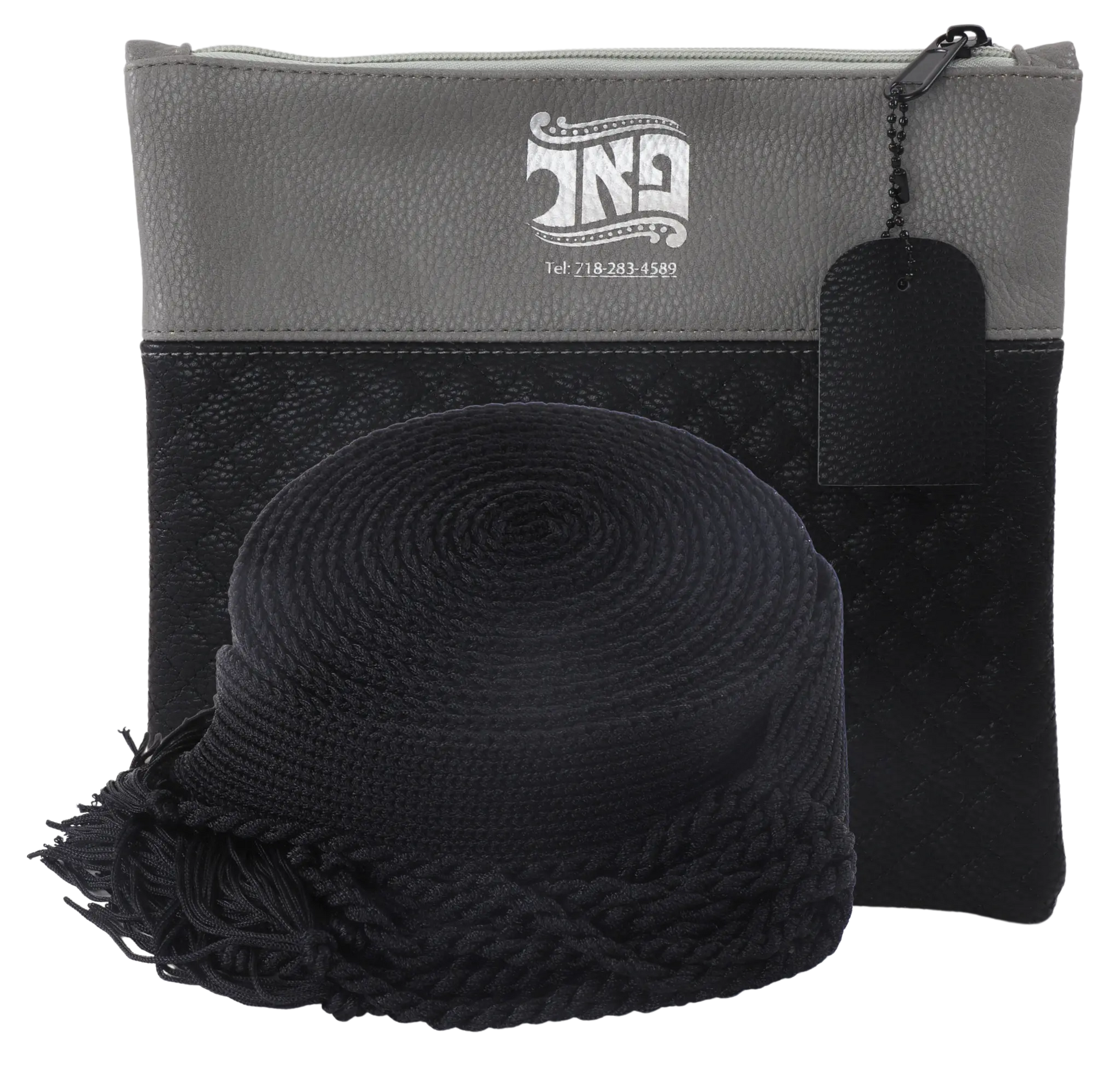 Nua Silk Black Hand-Made Gartel W/ Leather Bag