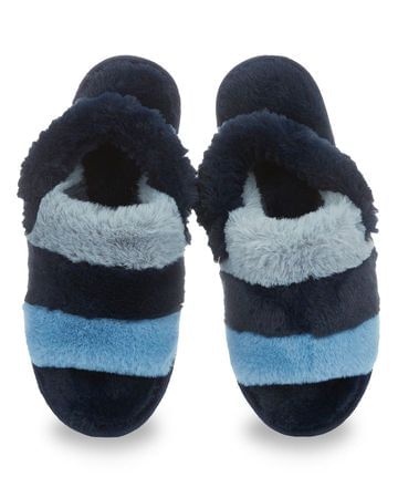MeMoi Colorblock Fur Plush Slippers - MKS-0001 -