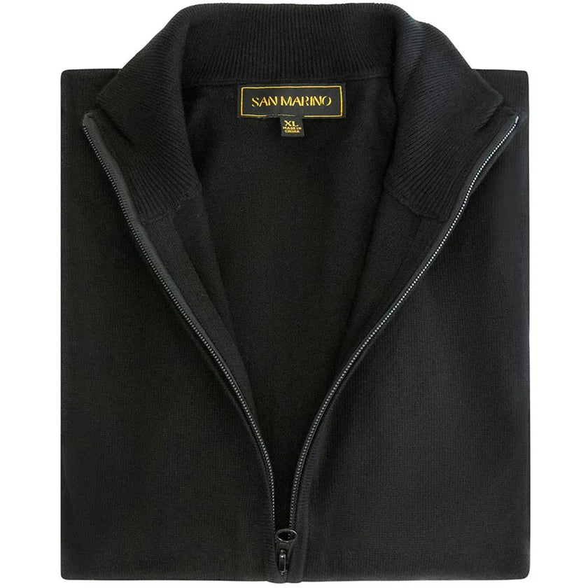 San Marino Boys & Mens Black Cotton/Acrylic Sweater W/ Zipper -