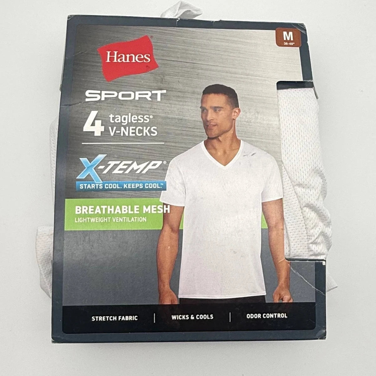 Hanes Mens X-Temp Breathable Mesh V-Neck Undershirts - 4 Pack -