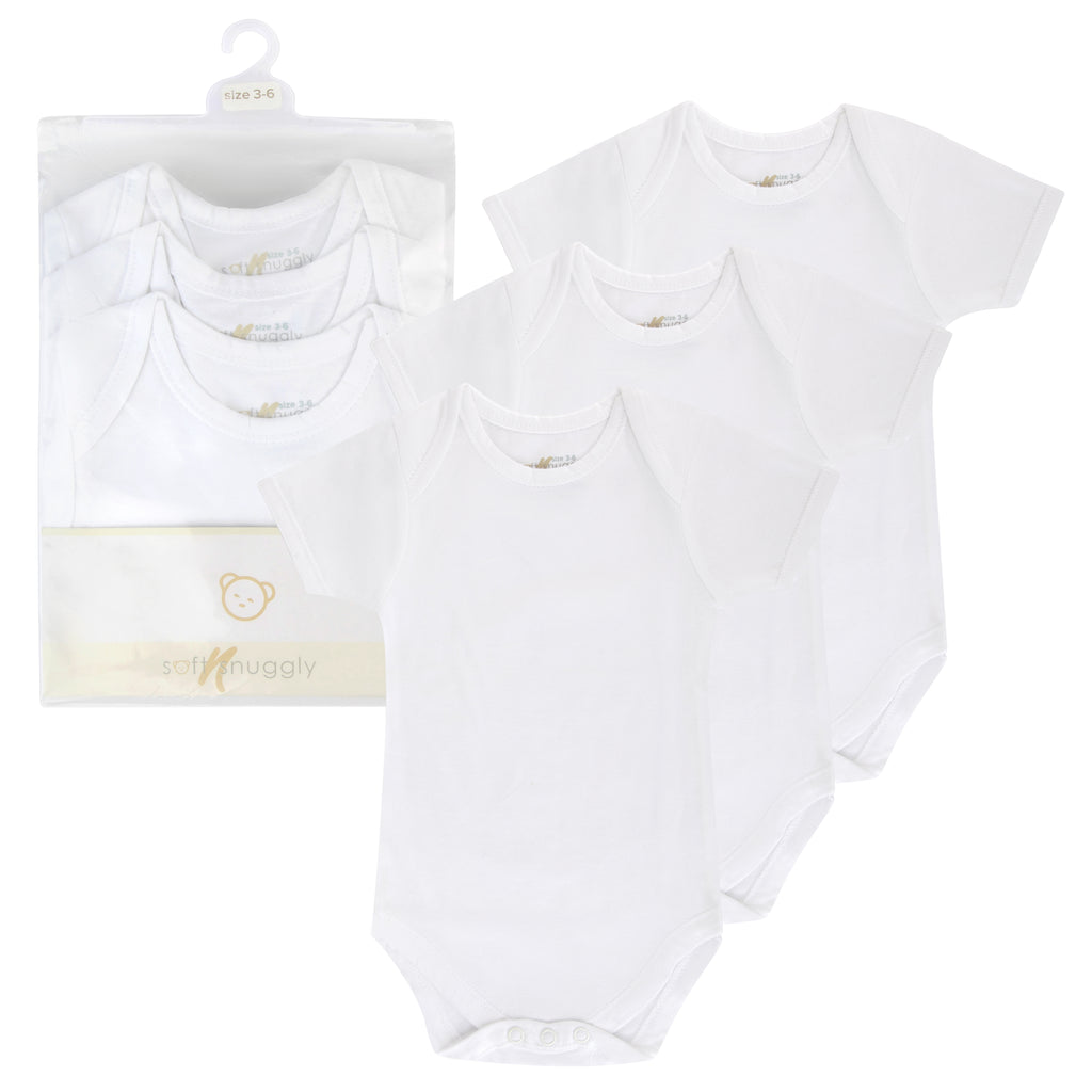 Soft N' Snuggly 100% Cotton Short Sleeve Bodysuit - 3 Pack -