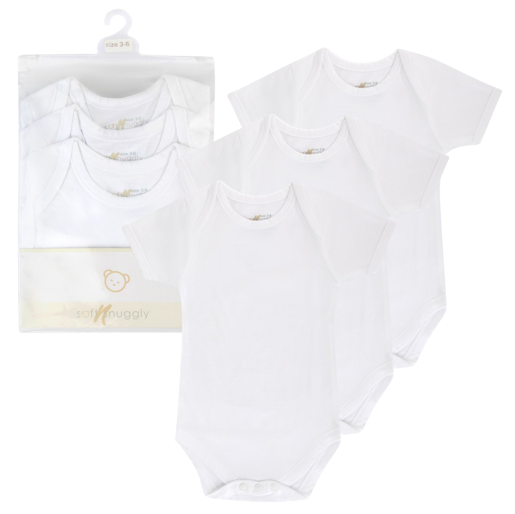 Soft N' Snuggly 100% Cotton Short Sleeve Bodysuit - 3 Pack -