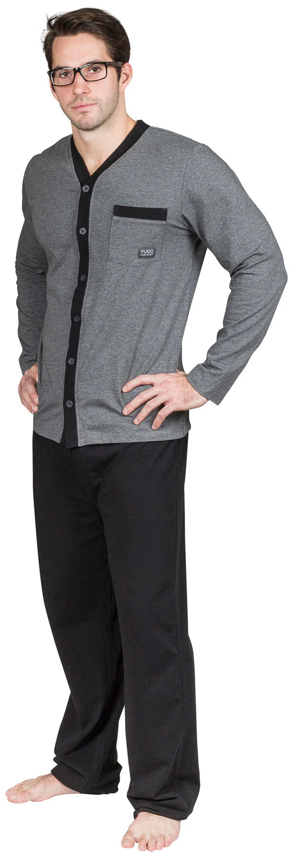 Yugo Sport Button Down Knit Pajamas - No Collar - 9290 -